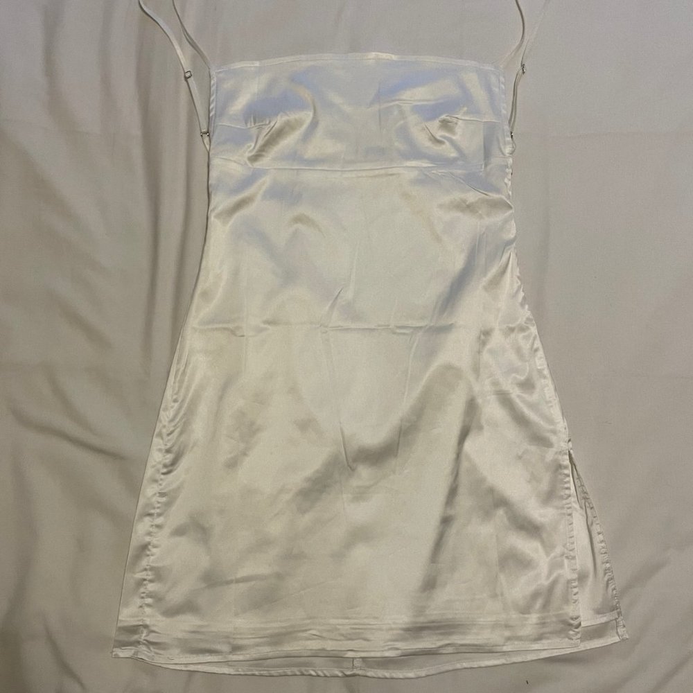 Ezili white satin backless mini dress